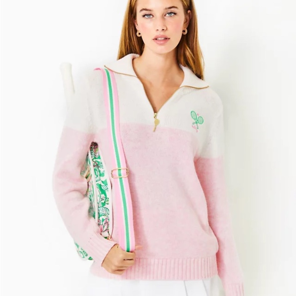 Lilly Pulitzer Dorset Quarter Zip Sweater NWT Size Large